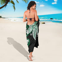 Monstera Plumeria Flowers Green Sarong Polynesian Pattern LT01 - Polynesian Pride