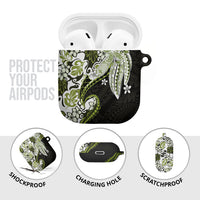 Monstera Plumeria Flowers Olive Green AirPods Case Polynesian Pattern LT01 - Polynesian Pride