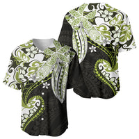 Monstera Plumeria Flowers Olive Green Baseball Jersey Polynesian Pattern LT01 - Polynesian Pride