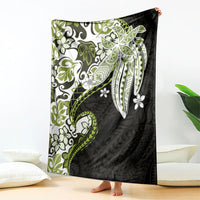 Monstera Plumeria Flowers Olive Green Blanket Polynesian Pattern LT01 - Polynesian Pride