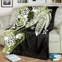 Monstera Plumeria Flowers Olive Green Blanket Polynesian Pattern LT01 - Polynesian Pride