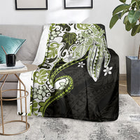 Monstera Plumeria Flowers Olive Green Blanket Polynesian Pattern LT01 - Polynesian Pride