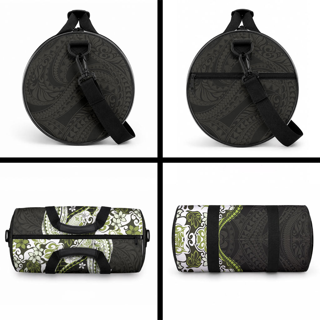 Monstera Plumeria Flowers Olive Green Duffle Bag Polynesian Pattern LT01 - Polynesian Pride