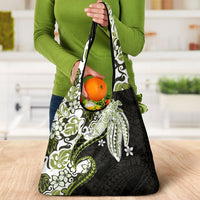 Monstera Plumeria Flowers Olive Green Grocery Bag Polynesian Pattern LT01 - Polynesian Pride