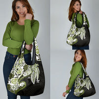 Monstera Plumeria Flowers Olive Green Grocery Bag Polynesian Pattern LT01 - Polynesian Pride