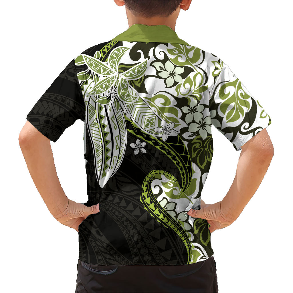 Monstera Plumeria Flowers Olive Green Hawaiian Shirt Polynesian Pattern LT01 - Polynesian Pride