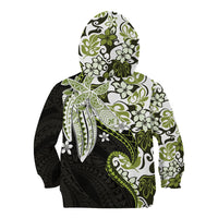 Monstera Plumeria Flowers Olive Green Kid Hoodie Polynesian Pattern LT01 - Polynesian Pride