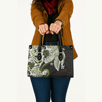 Monstera Plumeria Flowers Olive Green Leather Bag Polynesian Pattern LT01 - Polynesian Pride