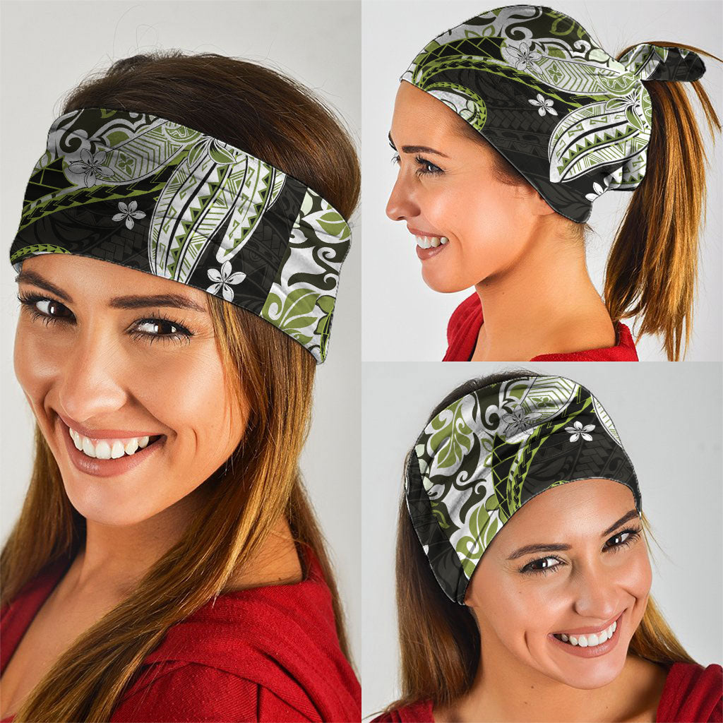 Monstera Plumeria Flowers Olive Green Neck Gaiter Polynesian Pattern LT01 - Polynesian Pride