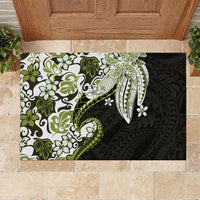 Monstera Plumeria Flowers Olive Green Rubber Doormat Polynesian Pattern LT01 Green - Polynesian Pride