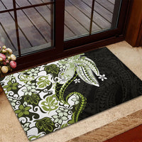 Monstera Plumeria Flowers Olive Green Rubber Doormat Polynesian Pattern LT01 - Polynesian Pride