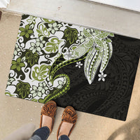 Monstera Plumeria Flowers Olive Green Rubber Doormat Polynesian Pattern LT01 - Polynesian Pride