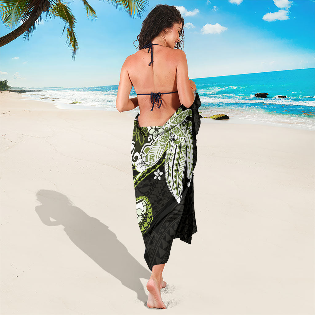 Monstera Plumeria Flowers Olive Green Sarong Polynesian Pattern LT01 - Polynesian Pride