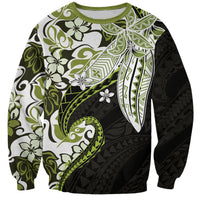 Monstera Plumeria Flowers Olive Green Sweatshirt Polynesian Pattern LT01 Unisex Green - Polynesian Pride