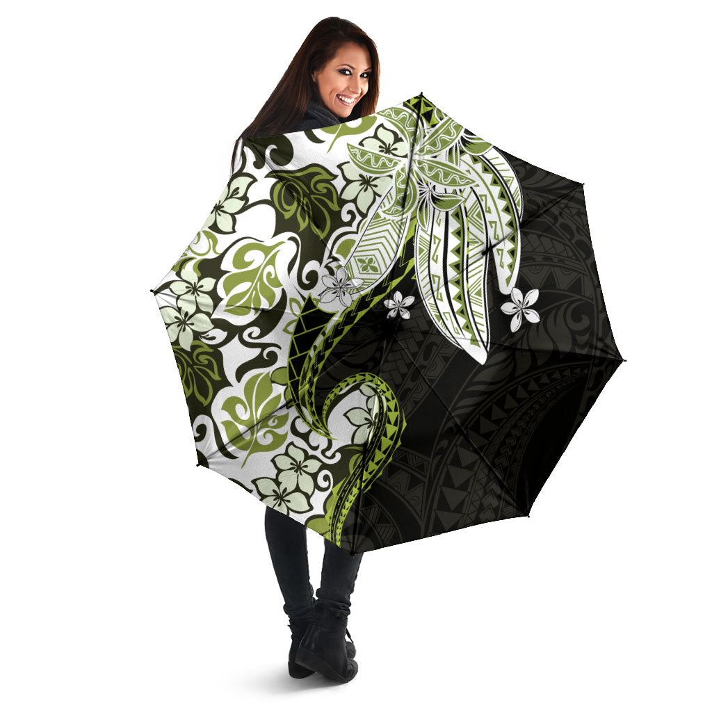 Monstera Plumeria Flowers Olive Green Umbrella Polynesian Pattern LT01 - Polynesian Pride