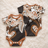 Monstera Plumeria Flowers Orange Baby Onesie Polynesian Pattern LT01 - Polynesian Pride