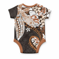 Monstera Plumeria Flowers Orange Baby Onesie Polynesian Pattern LT01 - Polynesian Pride