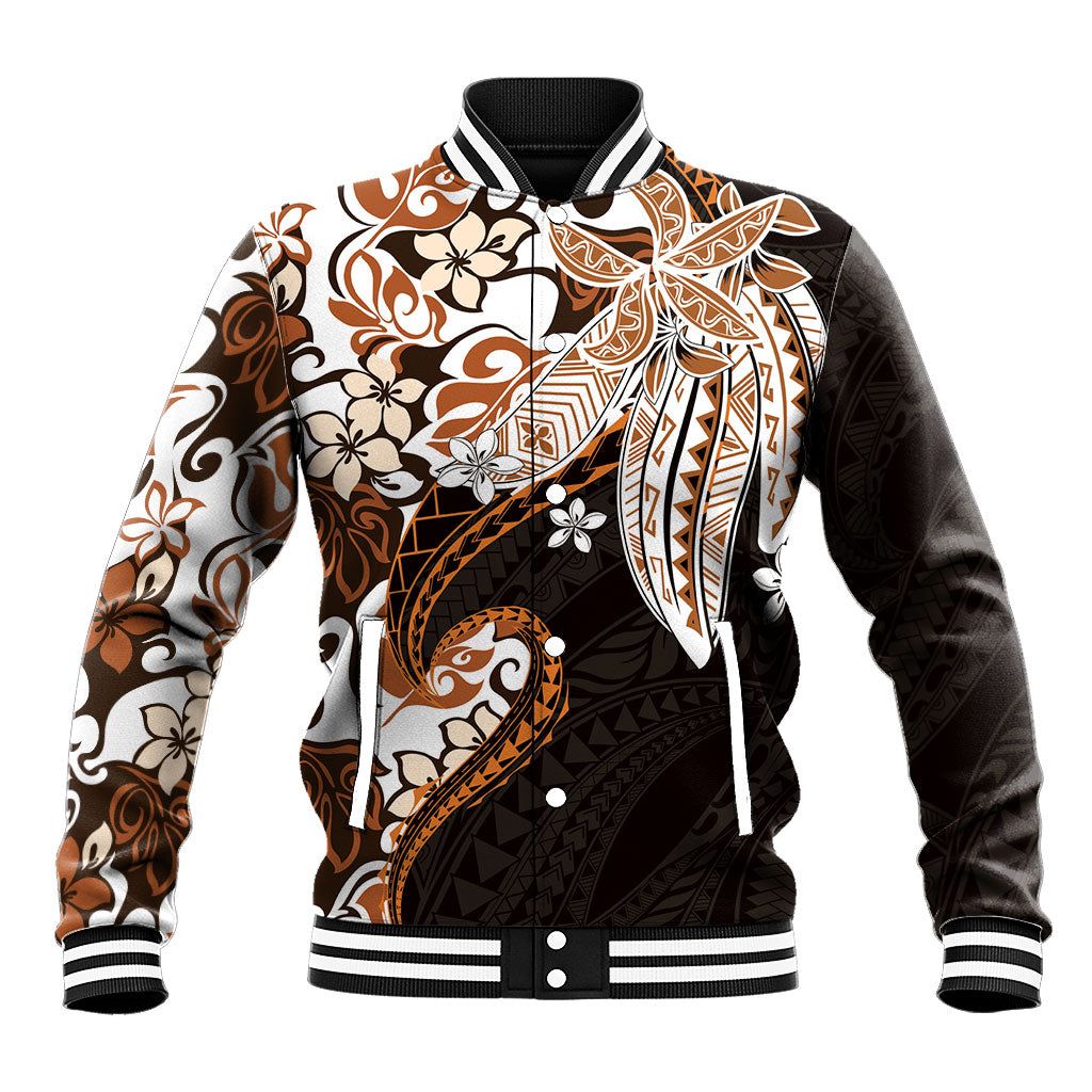 Monstera Plumeria Flowers Orange Baseball Jacket Polynesian Pattern LT01 Unisex Orange - Polynesian Pride