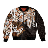 Monstera Plumeria Flowers Orange Bomber Jacket Polynesian Pattern LT01 Unisex Orange - Polynesian Pride
