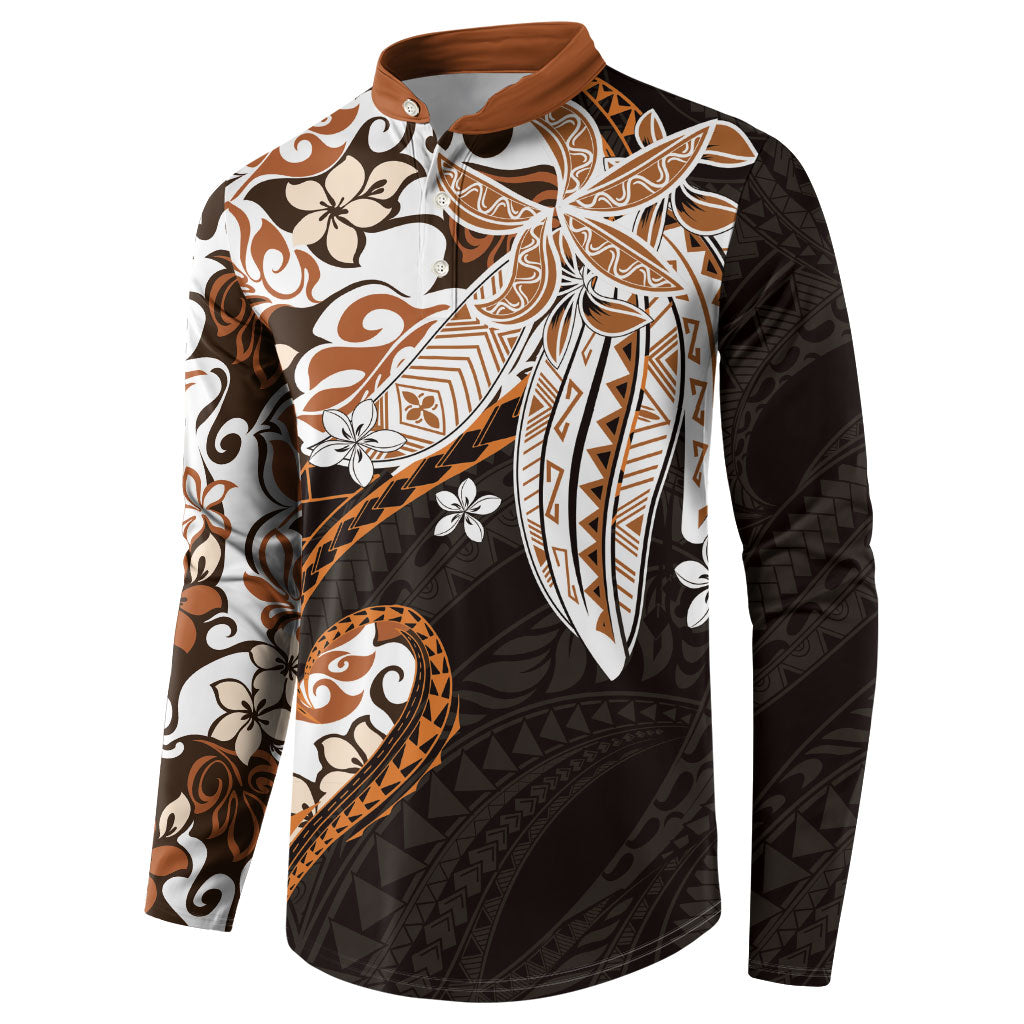 Monstera Plumeria Flowers Orange Button Sweatshirt Polynesian Pattern LT01 - Polynesian Pride