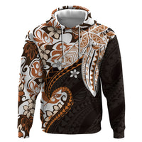 Monstera Plumeria Flowers Orange Hoodie Polynesian Pattern LT01 Pullover Hoodie Orange - Polynesian Pride