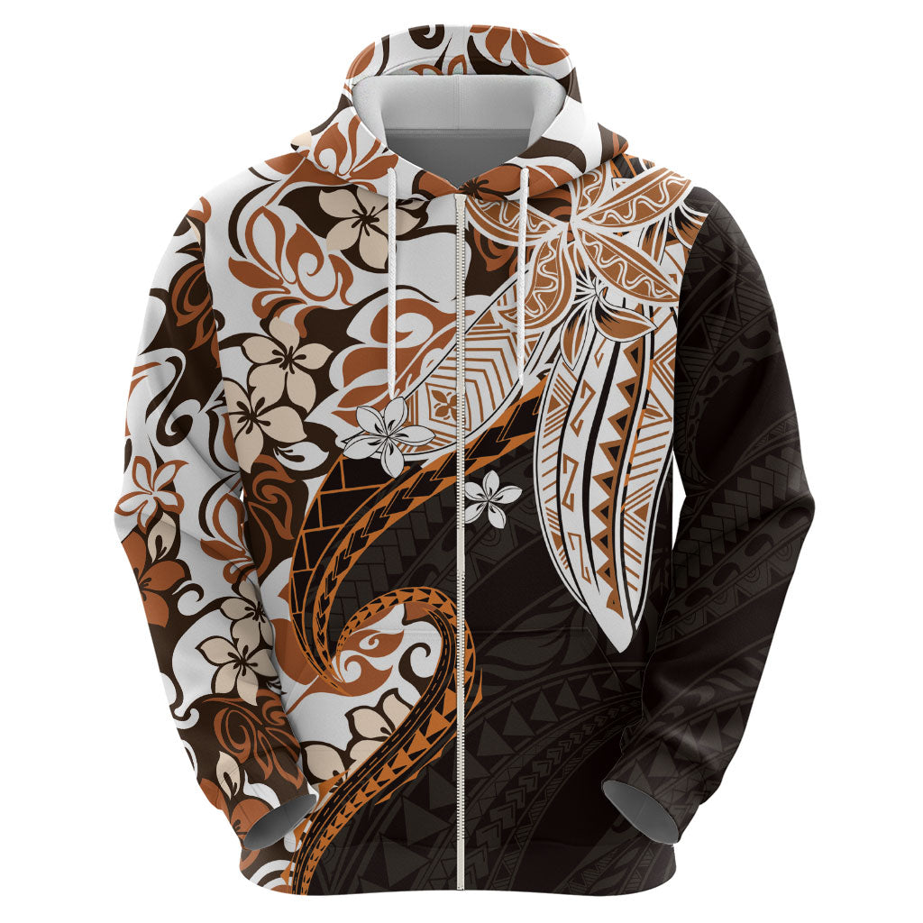 Monstera Plumeria Flowers Orange Hoodie Polynesian Pattern LT01 - Polynesian Pride