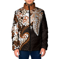 Monstera Plumeria Flowers Orange Padded Jacket Polynesian Pattern LT01 Men Orange - Polynesian Pride