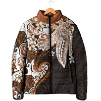 Monstera Plumeria Flowers Orange Padded Jacket Polynesian Pattern LT01 - Polynesian Pride
