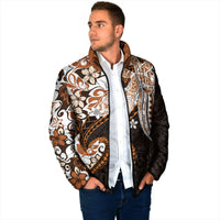 Monstera Plumeria Flowers Orange Padded Jacket Polynesian Pattern LT01 - Polynesian Pride