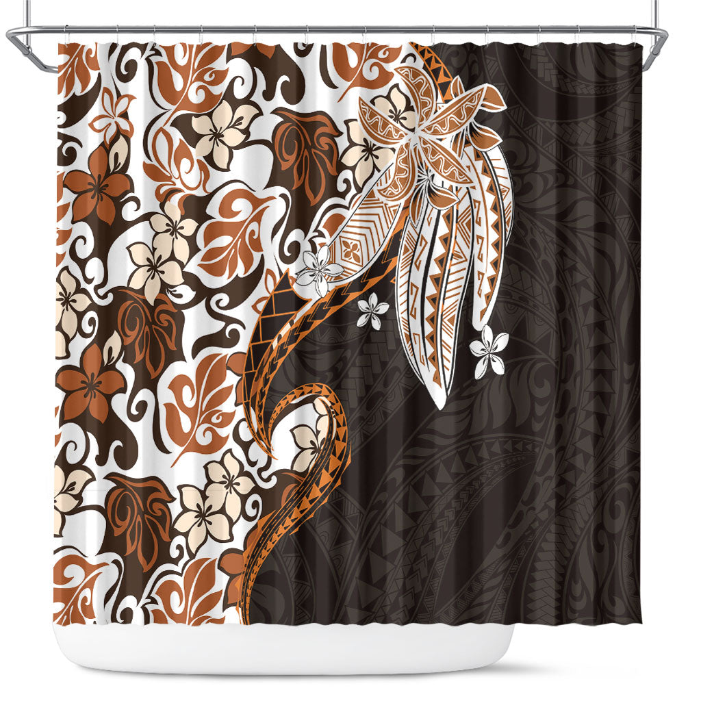 Monstera Plumeria Flowers Orange Shower Curtain Polynesian Pattern LT01 Orange - Polynesian Pride