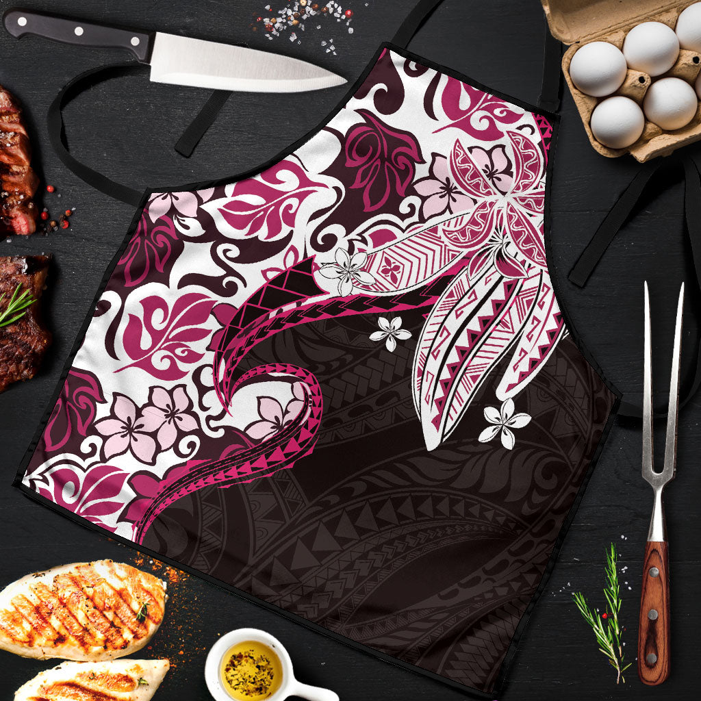 Monstera Plumeria Flowers Pink Apron Polynesian Pattern LT01 Pink - Polynesian Pride