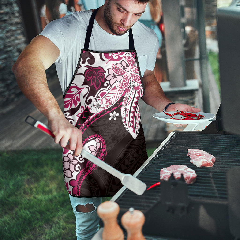 Monstera Plumeria Flowers Pink Apron Polynesian Pattern LT01 - Polynesian Pride