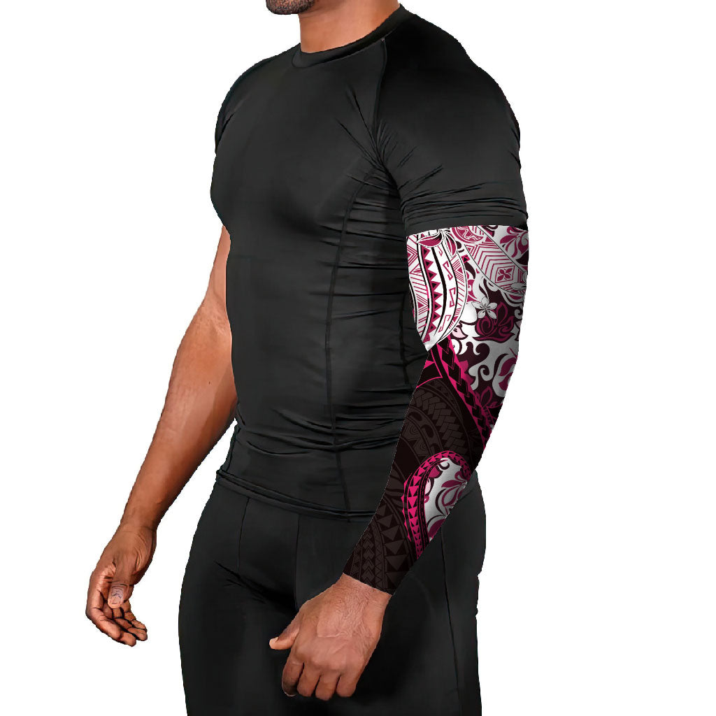 Monstera Plumeria Flowers Pink Arm Sleeves Polynesian Pattern LT01 - Polynesian Pride