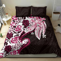 Monstera Plumeria Flowers Pink Bedding Set Polynesian Pattern LT01 - Polynesian Pride