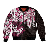 Monstera Plumeria Flowers Pink Bomber Jacket Polynesian Pattern LT01 Unisex Pink - Polynesian Pride