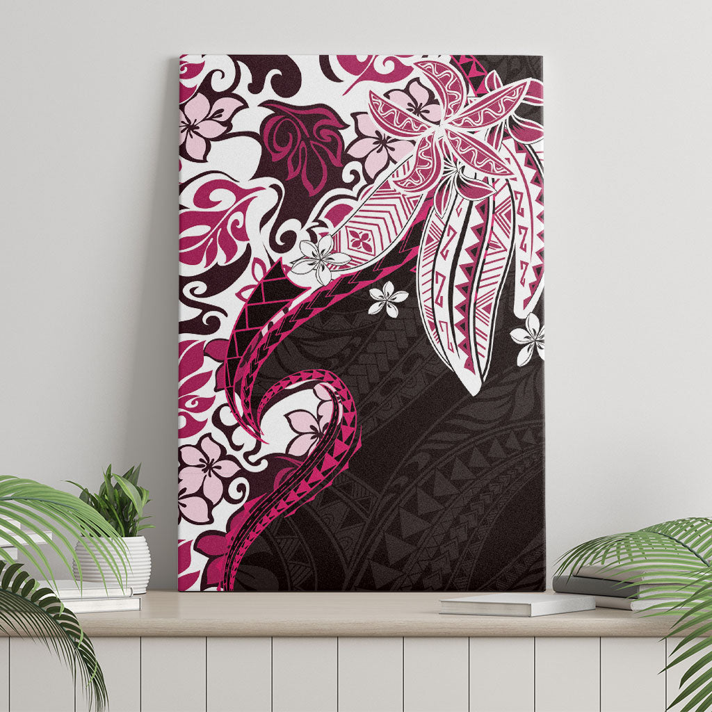 Monstera Plumeria Flowers Pink Canvas Wall Art Polynesian Pattern LT01 - Polynesian Pride