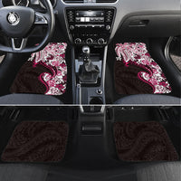 Monstera Plumeria Flowers Pink Car Mats Polynesian Pattern LT01 Set 4pcs Pink - Polynesian Pride