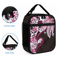 Monstera Plumeria Flowers Pink Lunch Bag Polynesian Pattern