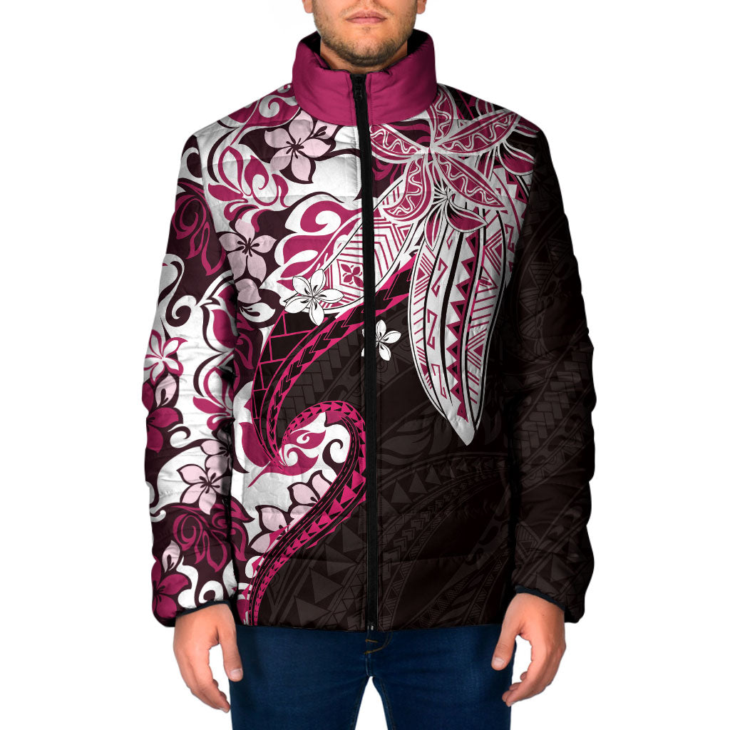 Monstera Plumeria Flowers Pink Padded Jacket Polynesian Pattern LT01 Men Pink - Polynesian Pride