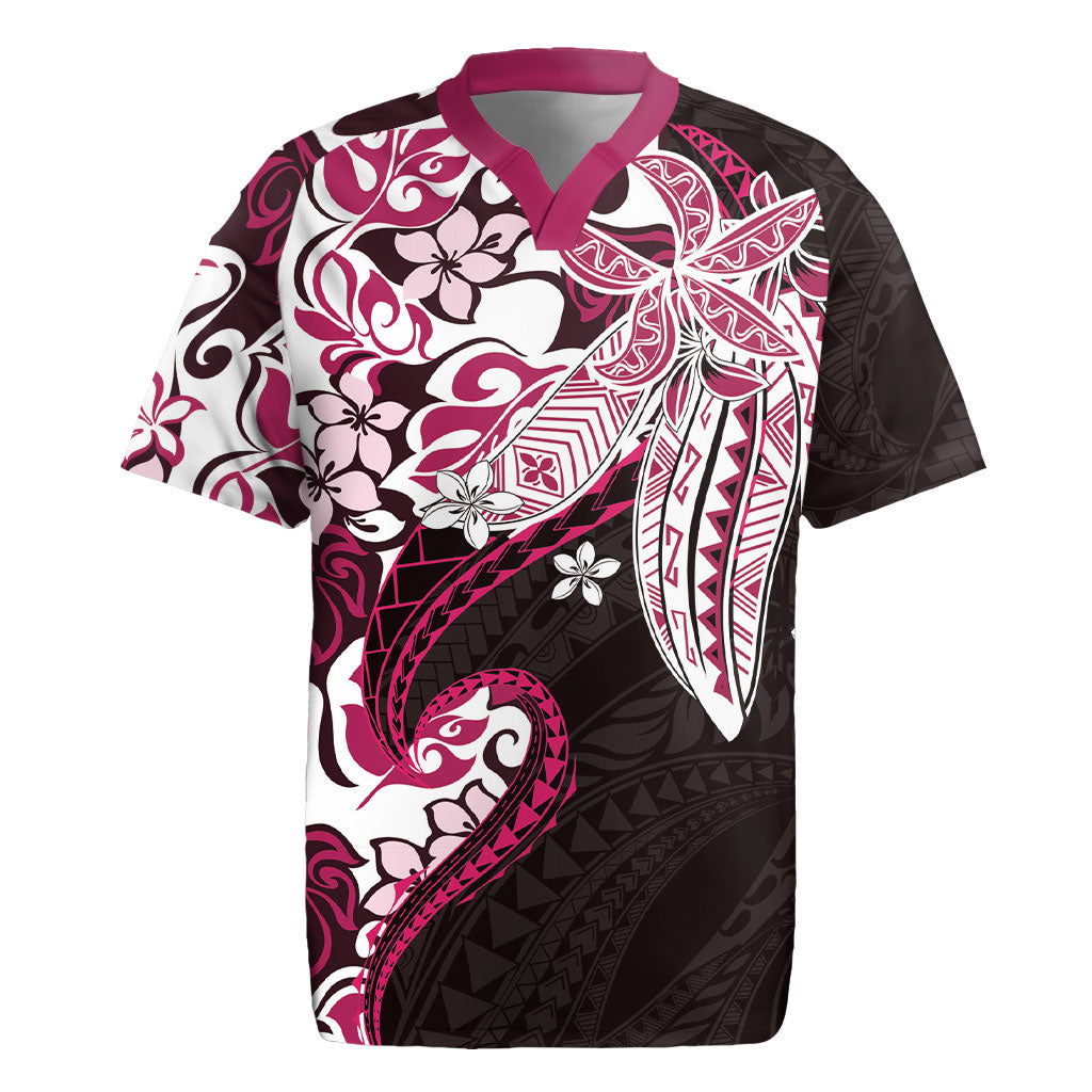 Monstera Plumeria Flowers Pink Rugby Jersey Polynesian Pattern LT01 Pink - Polynesian Pride