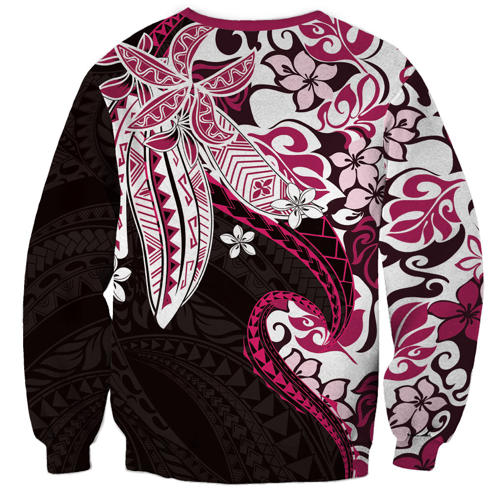 Monstera Plumeria Flowers Pink Sweatshirt Polynesian Pattern LT01 - Polynesian Pride