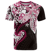 Monstera Plumeria Flowers Pink T Shirt Polynesian Pattern LT01 Pink - Polynesian Pride