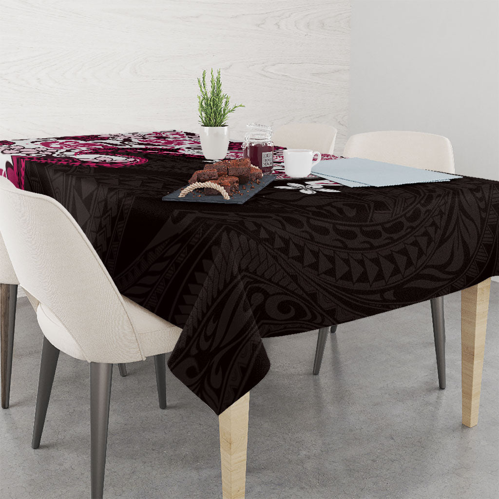 Monstera Plumeria Flowers Pink Tablecloth Polynesian Pattern LT01 - Polynesian Pride