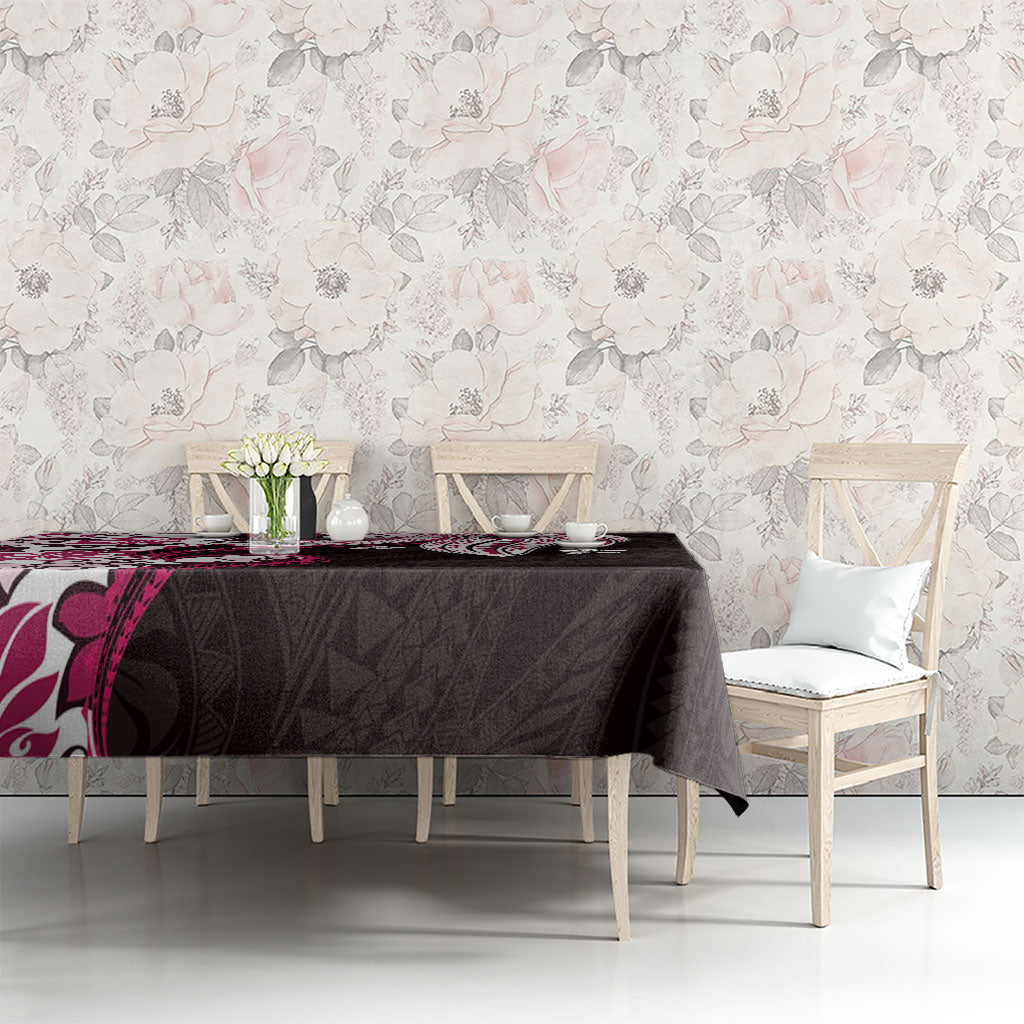 Monstera Plumeria Flowers Pink Tablecloth Polynesian Pattern LT01 - Polynesian Pride