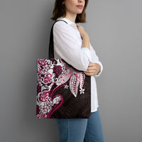 Monstera Plumeria Flowers Pink Tote Bag Polynesian Pattern LT01 - Polynesian Pride