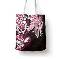 Monstera Plumeria Flowers Pink Tote Bag Polynesian Pattern LT01 - Polynesian Pride
