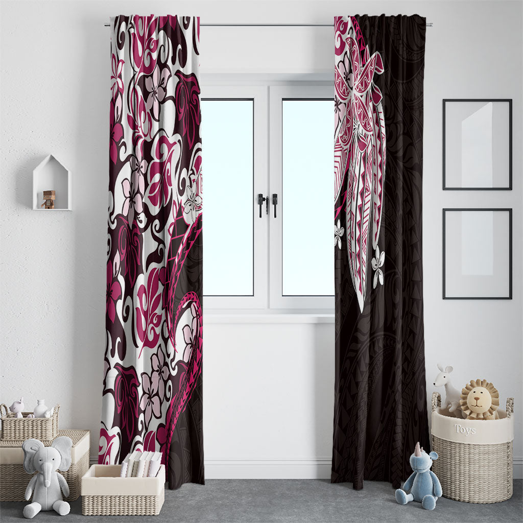 Monstera Plumeria Flowers Pink Window Curtain Polynesian Pattern LT01 - Polynesian Pride