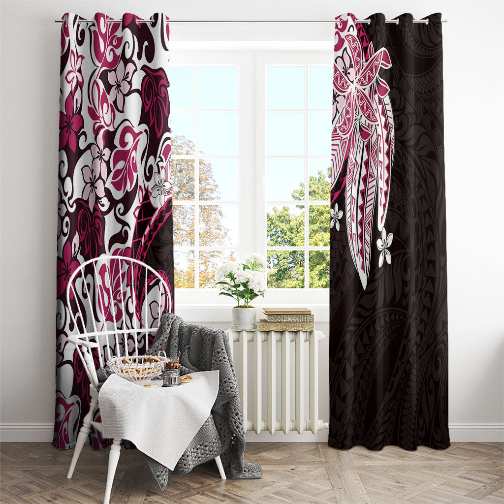 Monstera Plumeria Flowers Pink Window Curtain Polynesian Pattern LT01 - Polynesian Pride
