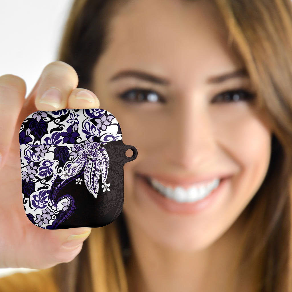 Monstera Plumeria Flowers Purple AirPods Case Polynesian Pattern LT01 - Polynesian Pride