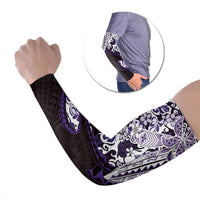 Monstera Plumeria Flowers Purple Arm Sleeves Polynesian Pattern LT01 Set of 2 Purple - Polynesian Pride